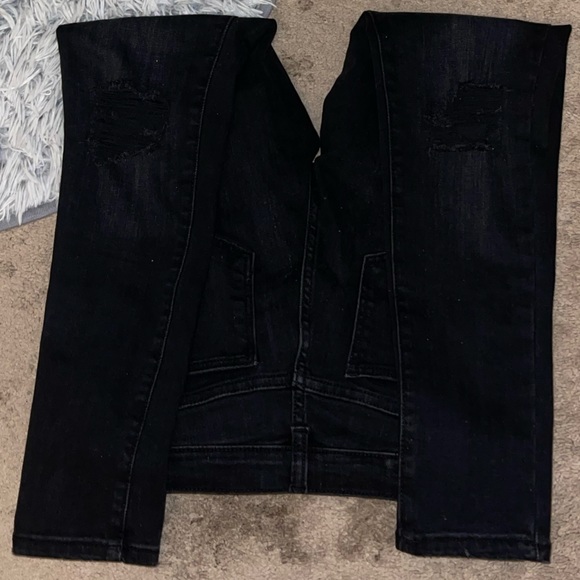 Girls Black Distressed Jeans - Picture 3 of 3
